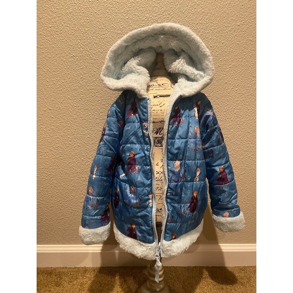 Disney Frozen Reservable (Blue & Light Blue) Puffer Jacket with Print Size 6
